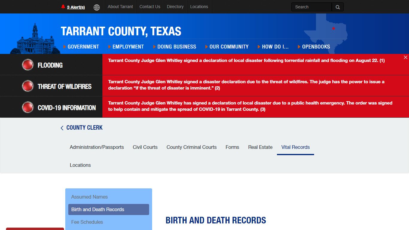 Birth and Death Records - Tarrant County TX